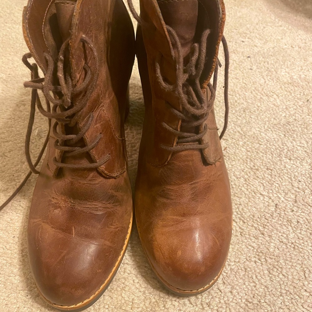 Bass leather block booties.  Size 9